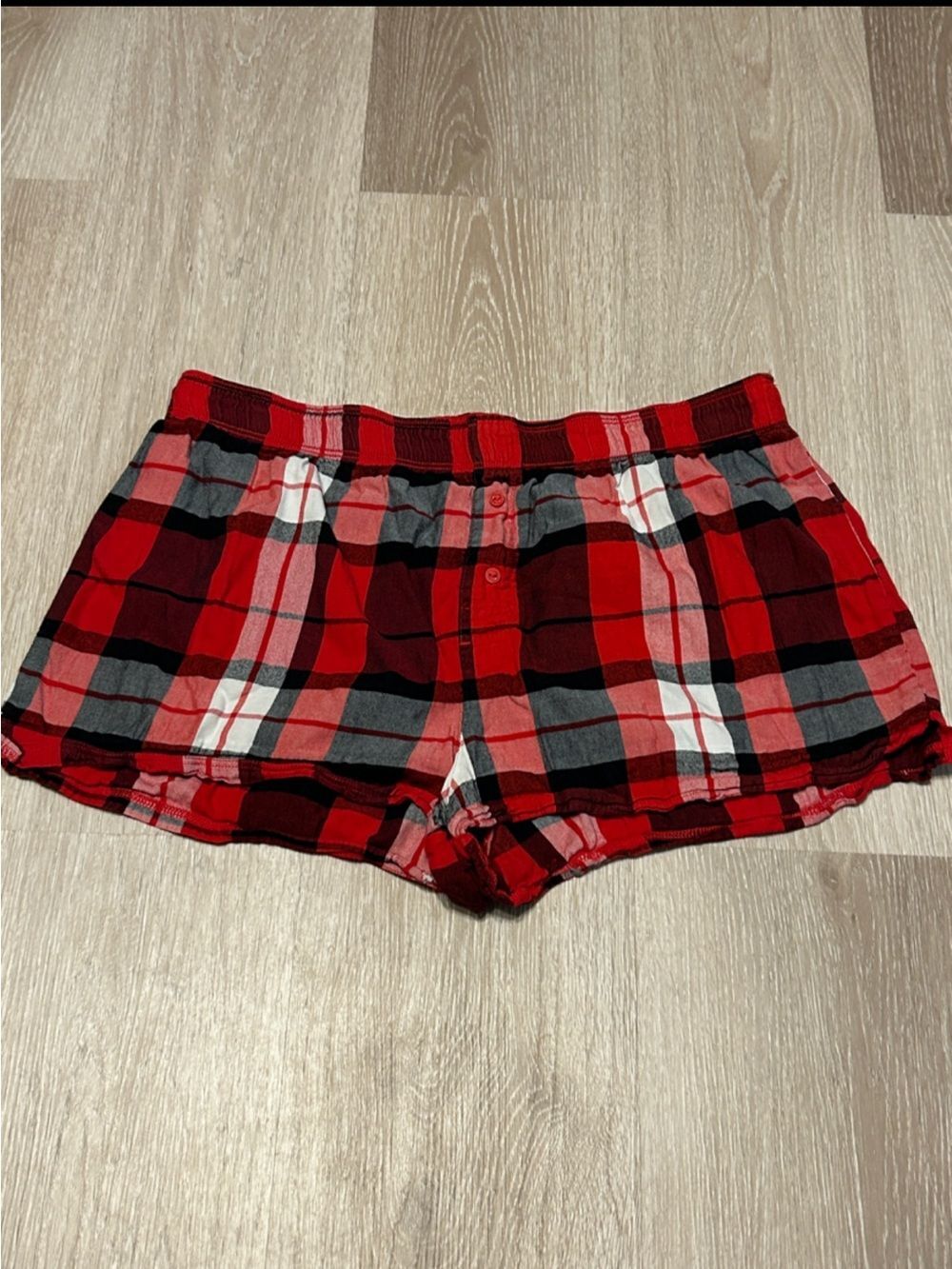 Victoria's Secret PINK Plaid Graphic Text Butt Sleep Shorts sz M